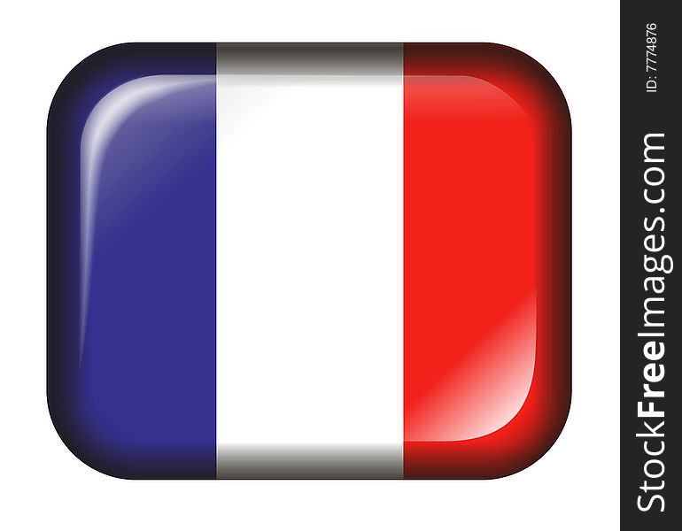 France Flag Button 3d Effect Isolated In White