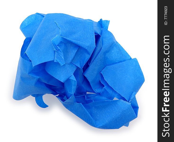 Blue tape balled up over white background. Blue tape balled up over white background