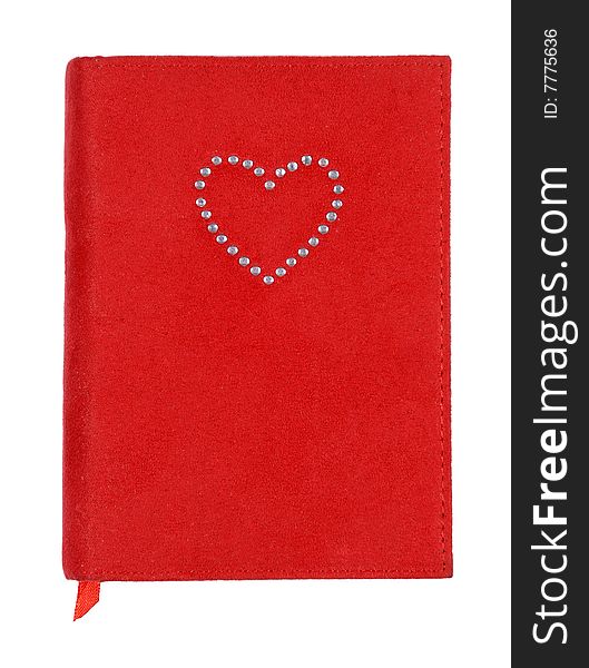 Red love textbook on white background. Red love textbook on white background