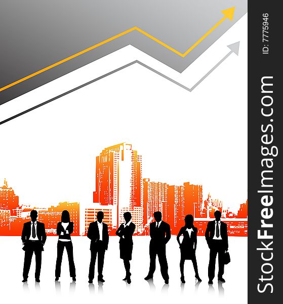 Vector illustration of business people on the graph