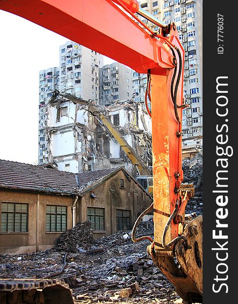 Demolition of an old building.