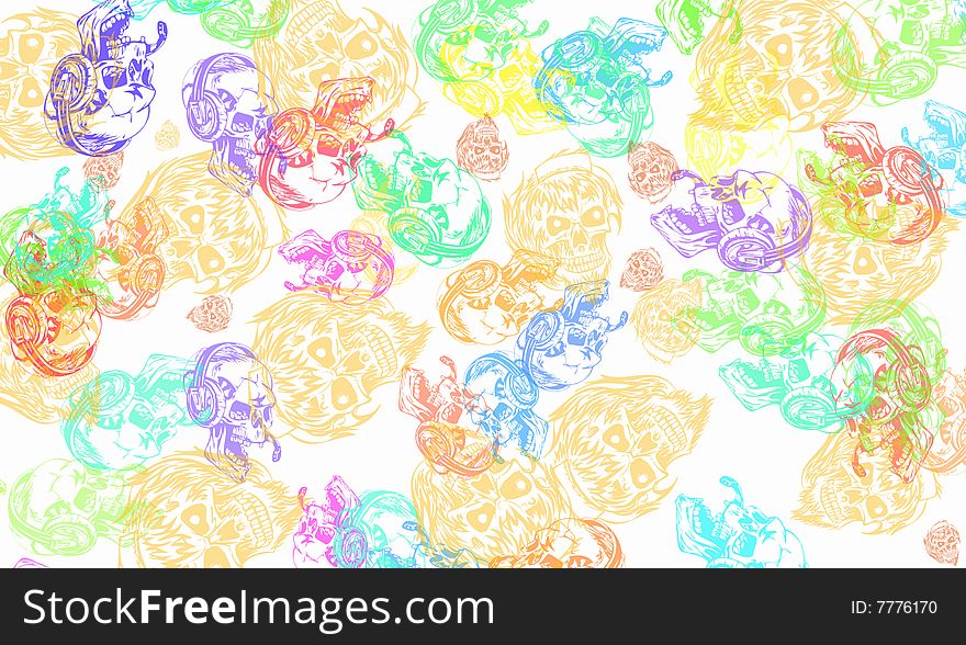 Retro Background appear with isolated devils created by photo-shop brush tool