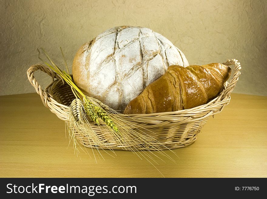 Bread and Croissant on basket