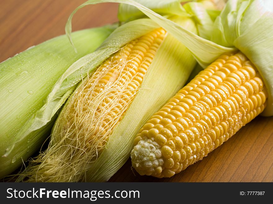 Maize with water droplets