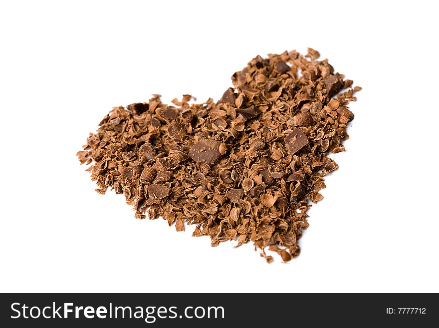 Chocolate in heart shape isolated