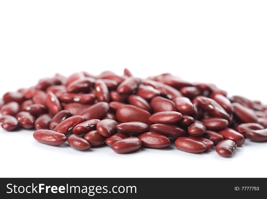Red haricot beans isolated on white