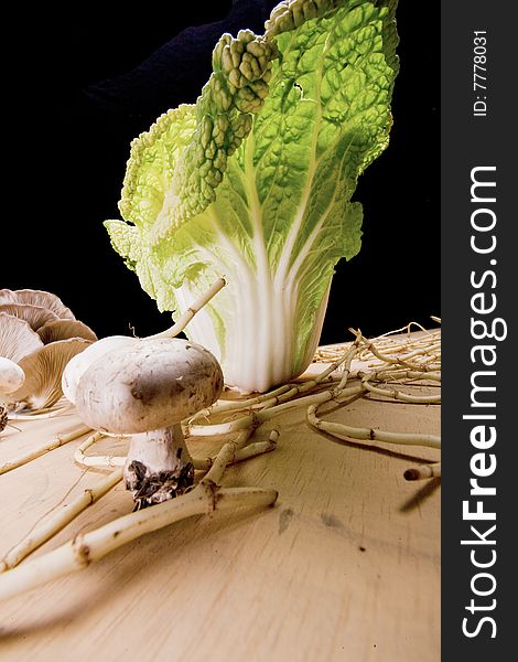 Cabbage and mushroom's microcosm. Cabbage and mushroom's microcosm