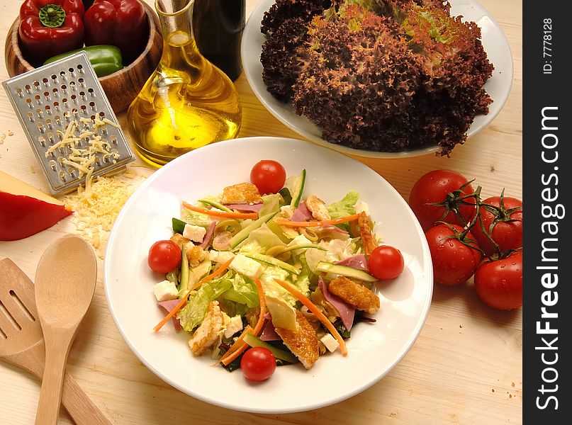 Fresh italian salad on restaurant