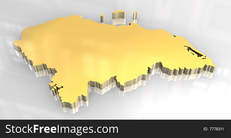 3d golden map of Honduras