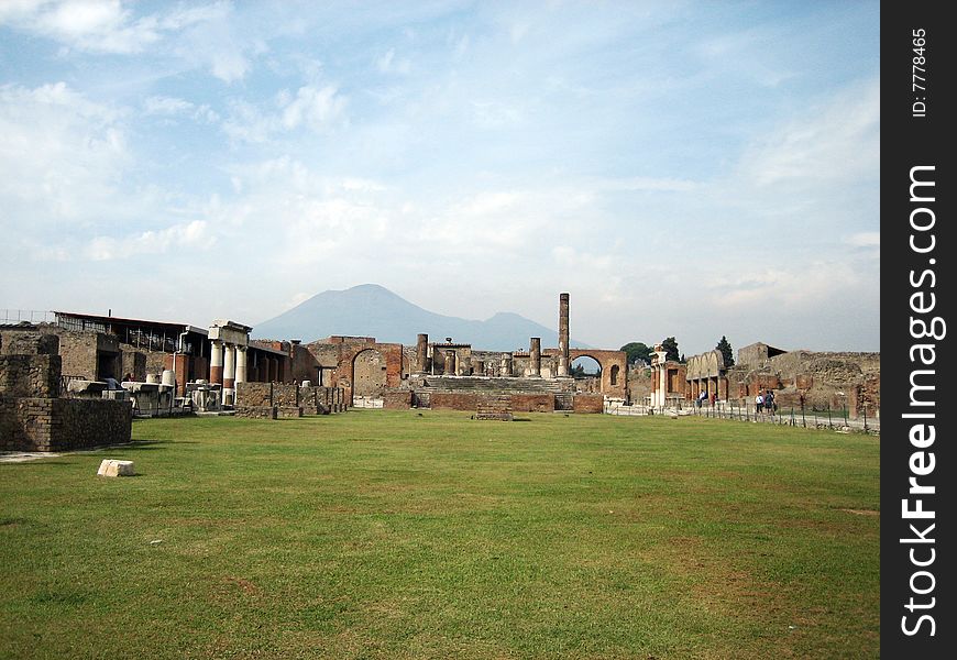 Ancient ruins of Pompeii and volcano Vesuvius, Italy