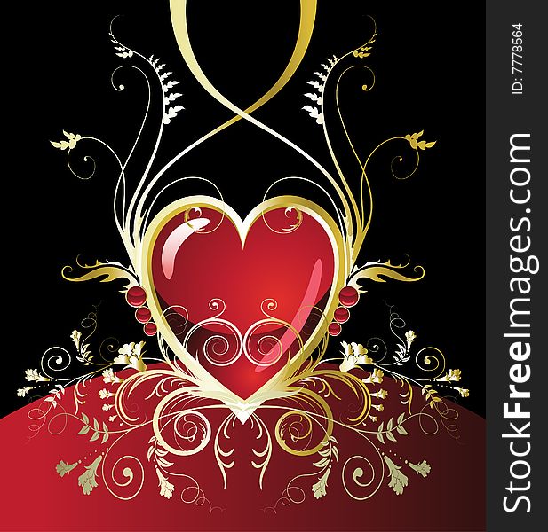 Vintage gold heart. vector illustration