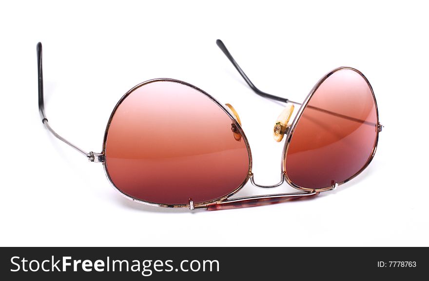 Retro sunglasses on white background