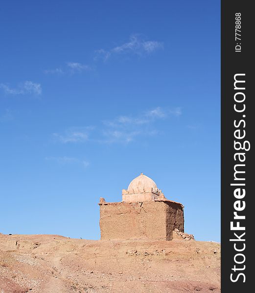 Mausoleum or Muslim shrine in Atlas mountains of Morocco