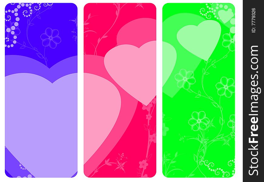 Color illustration with blocs patterns and hearts. Color illustration with blocs patterns and hearts