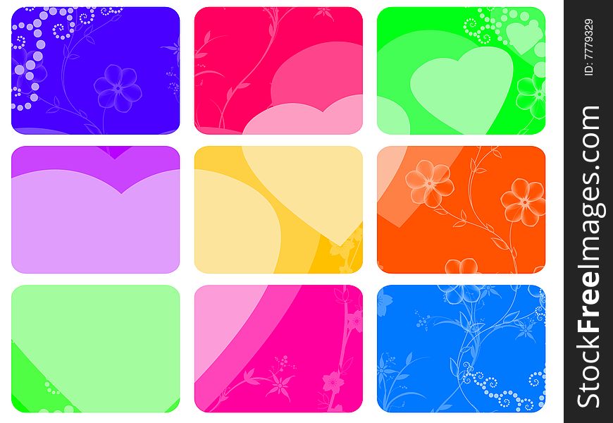 Color illustration with blocs patterns and hearts. Color illustration with blocs patterns and hearts