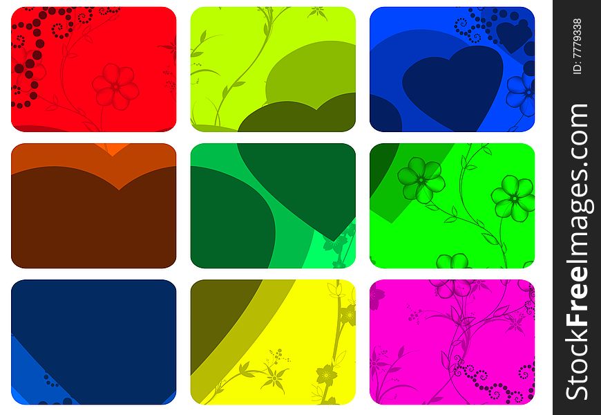 Color illustration with blocs patterns and hearts. Color illustration with blocs patterns and hearts