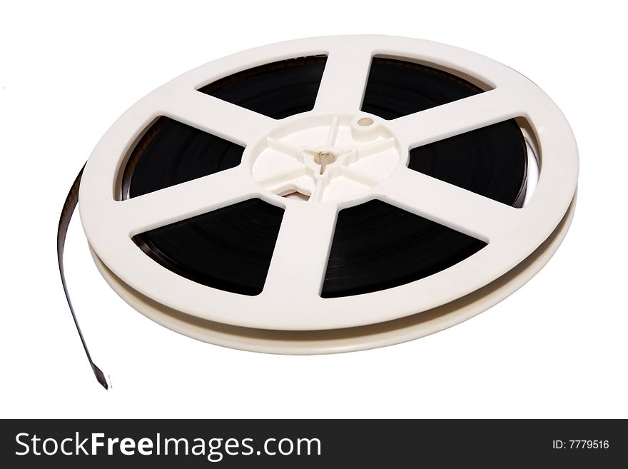 Old film reel isolated on white background