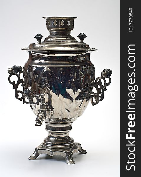 Old russian samovar on white. Old russian samovar on white