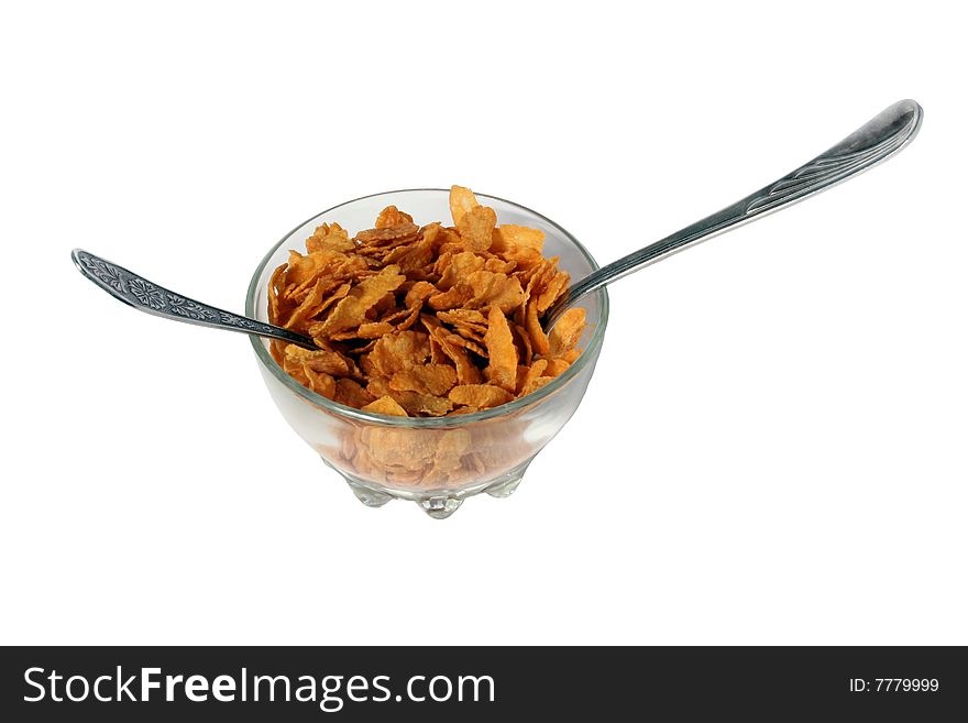 Bowl with cornflakes of healthy breakfast