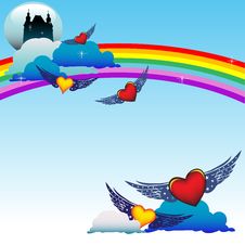 Hearts Flying Among Clouds Royalty Free Stock Images Hearts Flying Among Clouds Royalty Free Stock Images