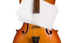 Cello With Notes Stock Photos