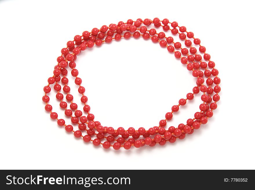 RED BRACELET ISOLATED ON WHITE