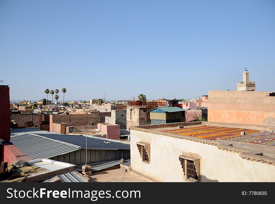 Sunlit roofs of Marrakech,Morocco