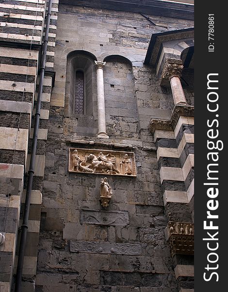 Architecture detail of church Duomo in Genova