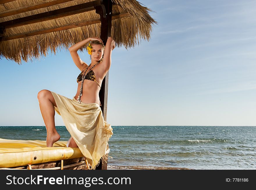 Woman relaxing near the sea