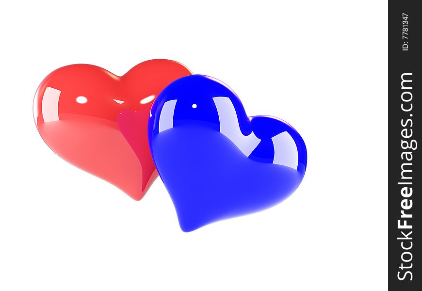 Red and dark blue heart (isolated). Red and dark blue heart (isolated).