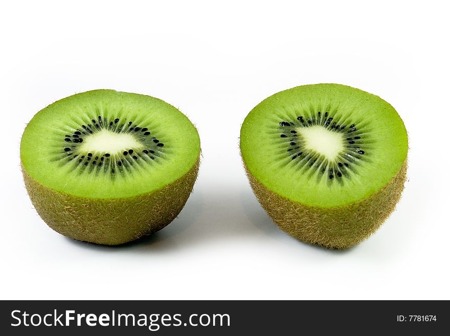 Kiwi fruit cut on white background