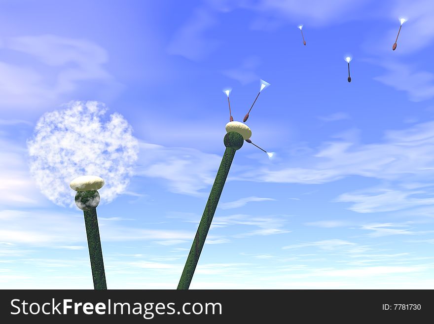 The dandelions, are executed in the 3d-editor. The dandelions, are executed in the 3d-editor
