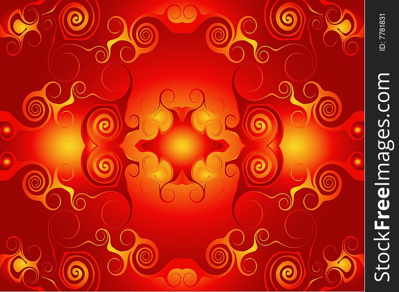 Abstract ethnic pattern of red and orange colours. Abstract ethnic pattern of red and orange colours