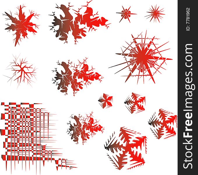 Abstract vector shapes of black and red colours. Abstract vector shapes of black and red colours