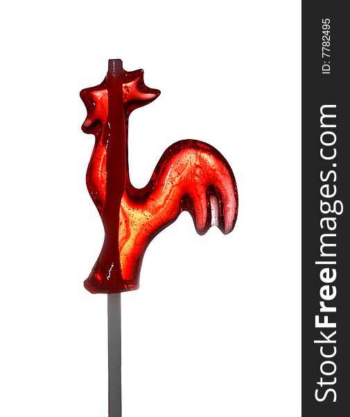 Red loly pop on stick isolated on white. Red loly pop on stick isolated on white