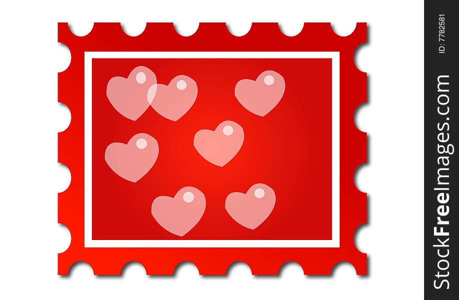 White hearts of red label vector illustration