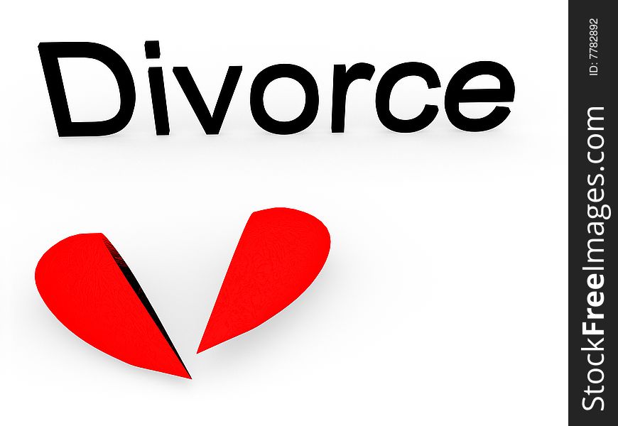 Picture Divorce. The broken heart on a white background.