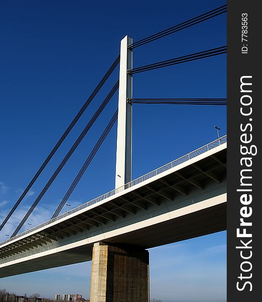 Suspension bridge under the blue sky