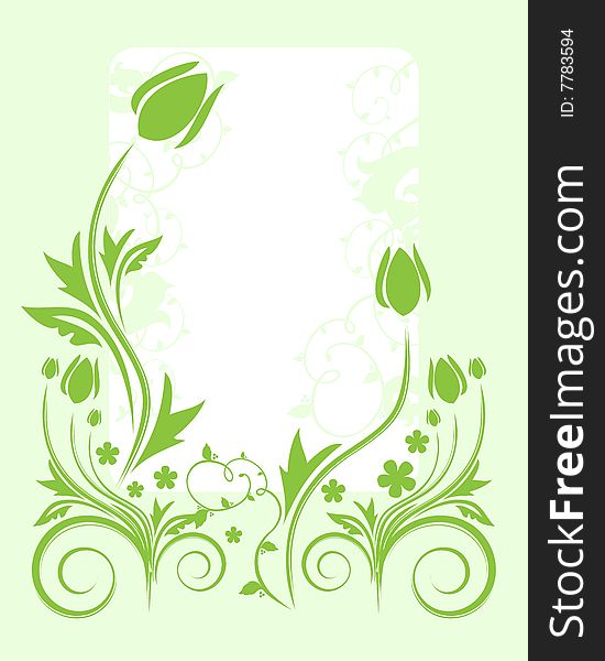 Green floral background with place for your text