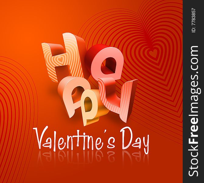 3d typography Illustration of Happy Valentine's Day over a red and orange gradient background. 3d typography Illustration of Happy Valentine's Day over a red and orange gradient background.