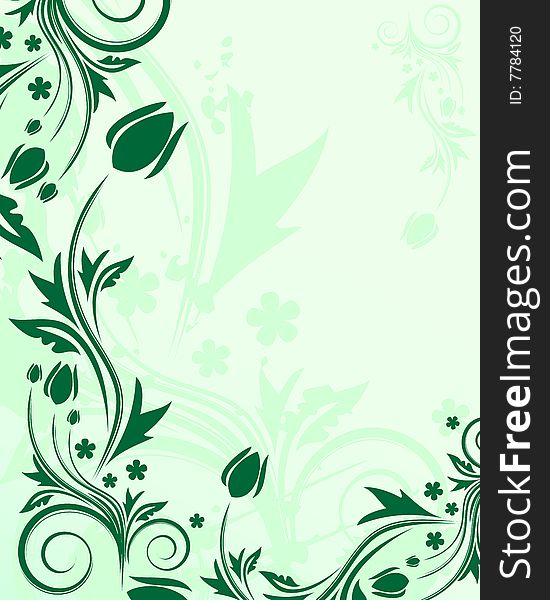 Green floral background with place for your text