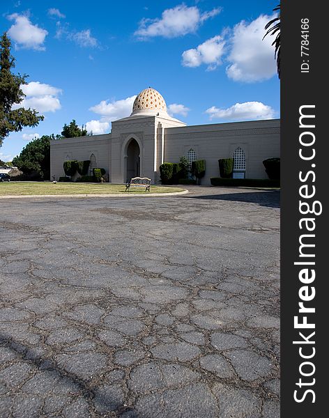 Exterior of in compton, california with blue sky as background. Exterior of in compton, california with blue sky as background