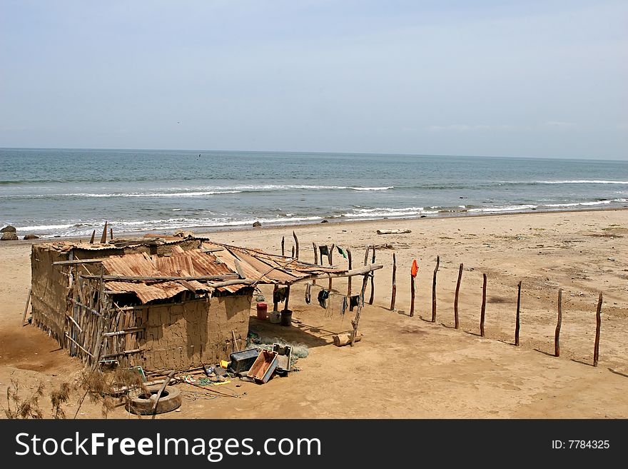 A run down shanty on the beach in Peru. A run down shanty on the beach in Peru