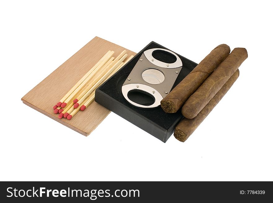 Cigar, matches and a guillotine