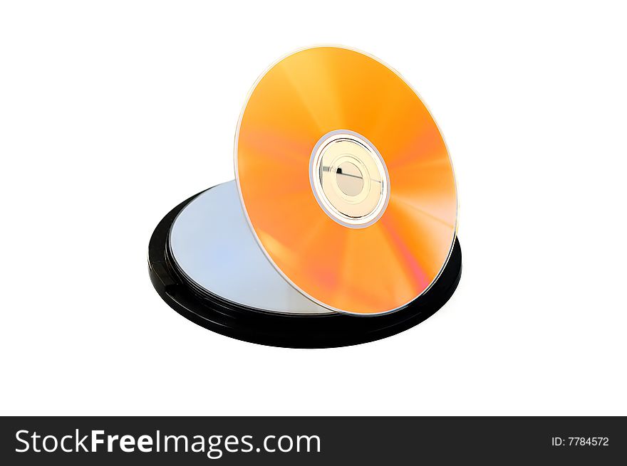 Orange disk with a box isolated on white
