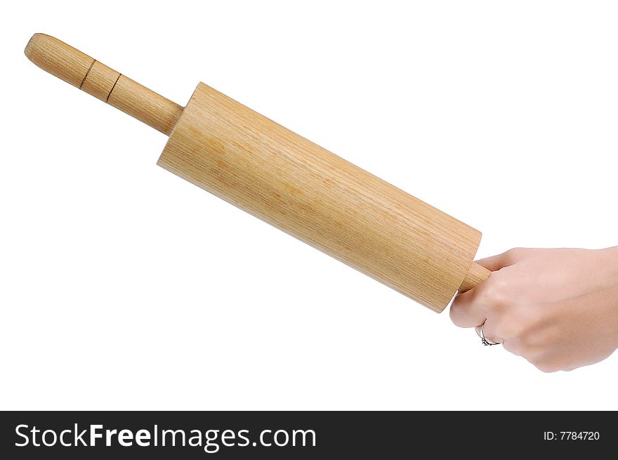 Object homemade wooden rolling pin hand human