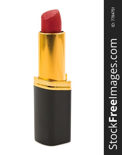 Red lipstick isolated on white background