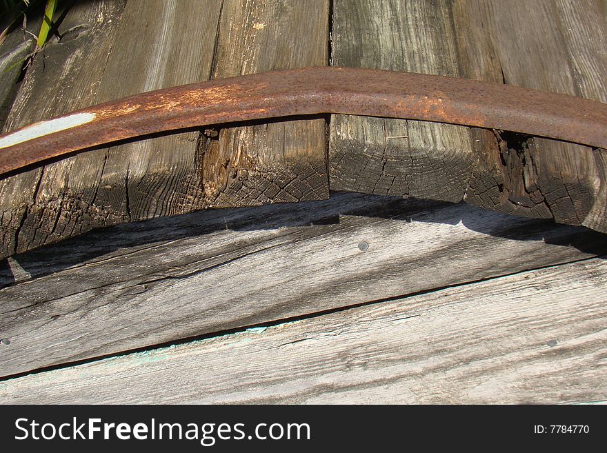 Edge of Old Wooden Barrel Closeup
