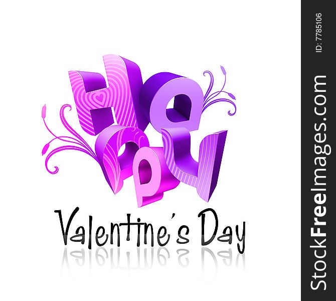 3d typography Illustration of Happy Valentine's Day over a white background. 3d typography Illustration of Happy Valentine's Day over a white background.