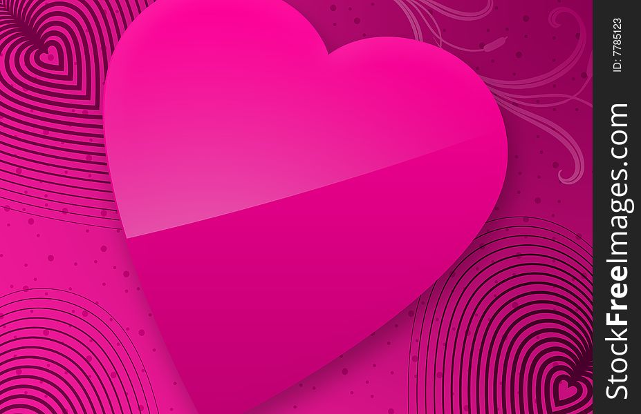 Pink Valentine's Day Illustrated Heart over a pink gradient background.